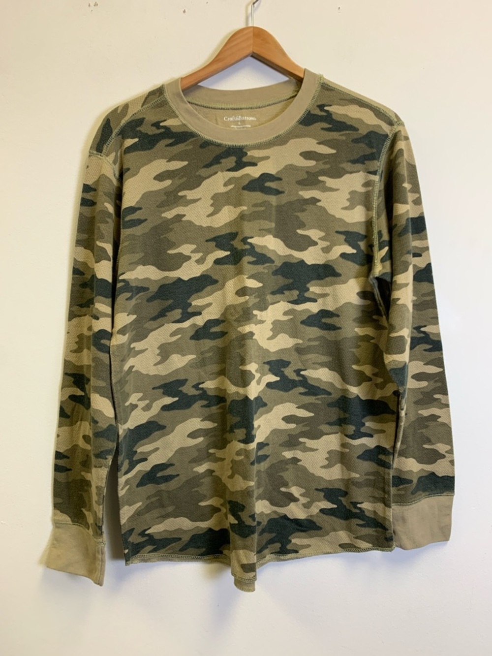 Croft & Barrow Camouflage Crewneck Long Sleeve - Olive and Tan